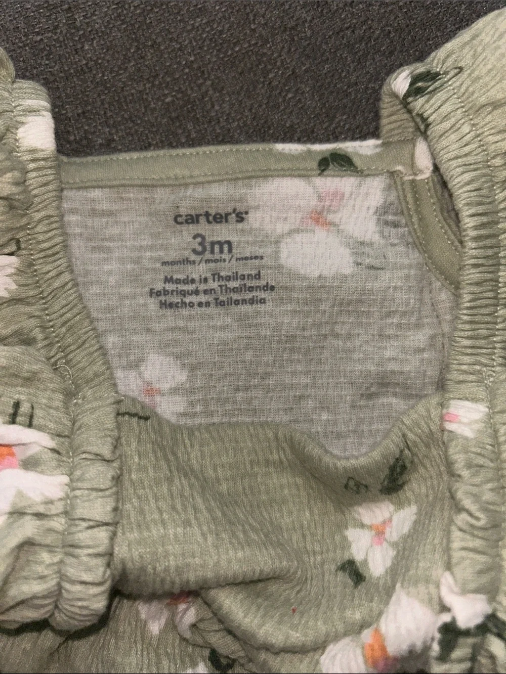 Carter's Light Sage Floral Ruffle Tank & Bloomers